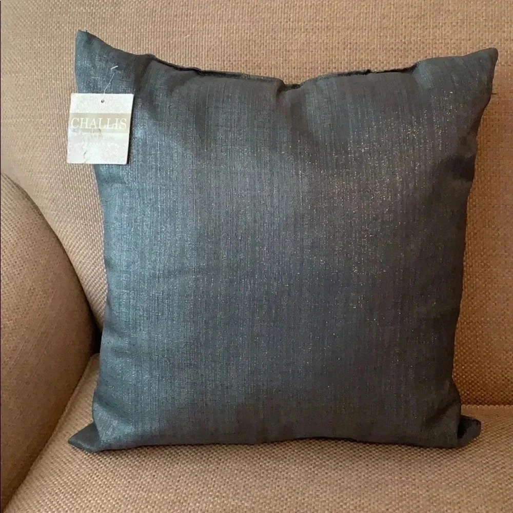 Challis Decorative Pillow Grey Glitter Square Throw Pillow New